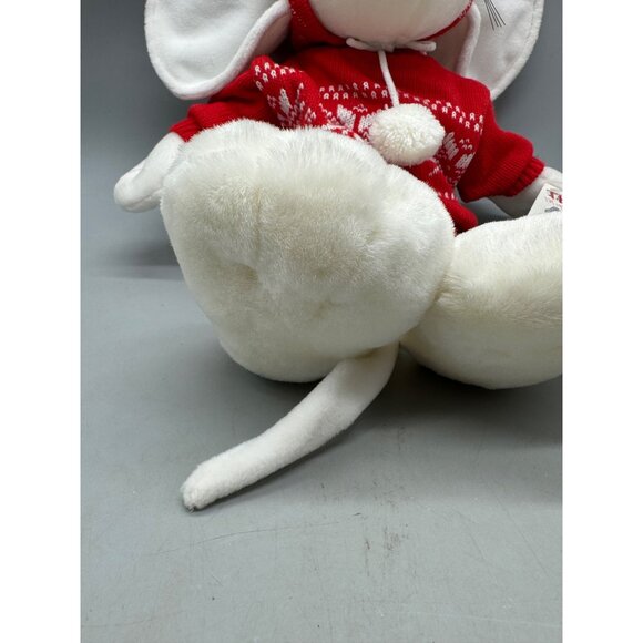 The Carolers 1991 Plush Mouse With Red Sweater & Hood Christmas Decor White READ - Picture 4 of 16